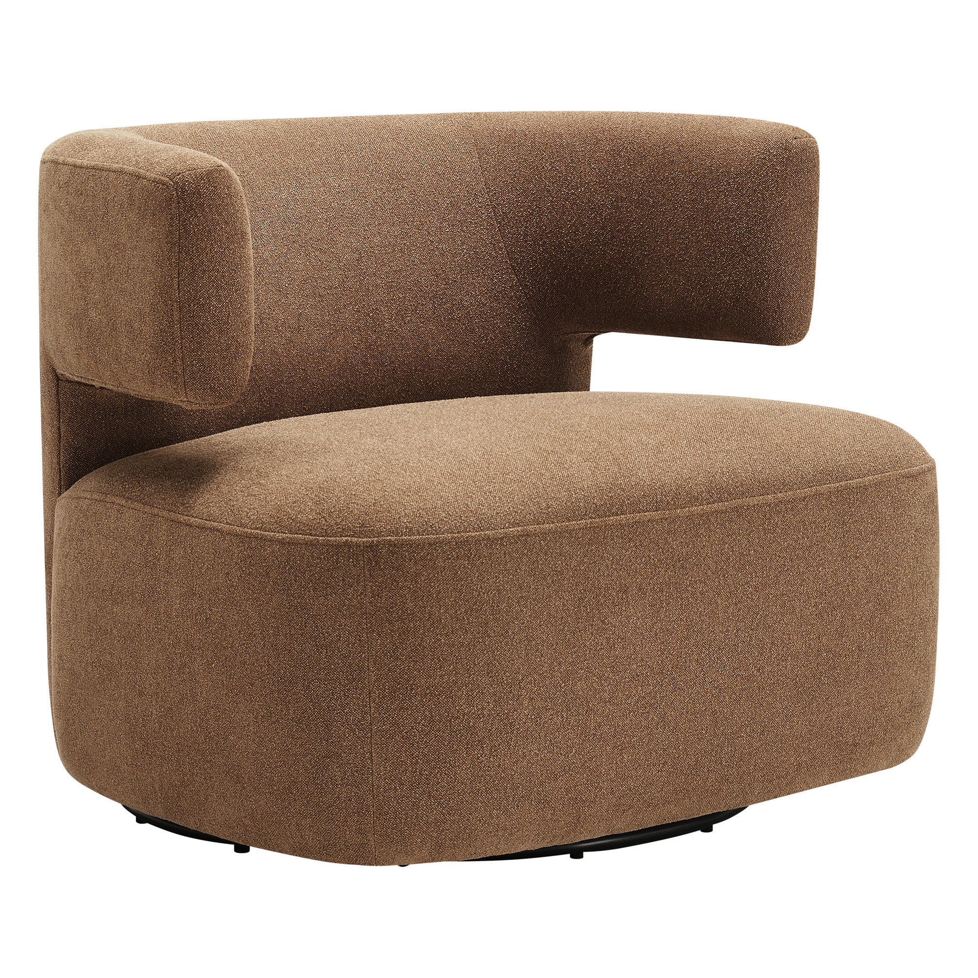 Bascom Upholstered Swivel Barrel Chair, Elite Camel Linen