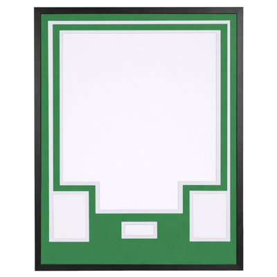 Jersey Shadow Box Display Case with Two-Tone Mat, Photo Slots & Signature Window, Wall Mount Sports Memorabilia Frame, Hardware Kit Included, Green Top with White Base