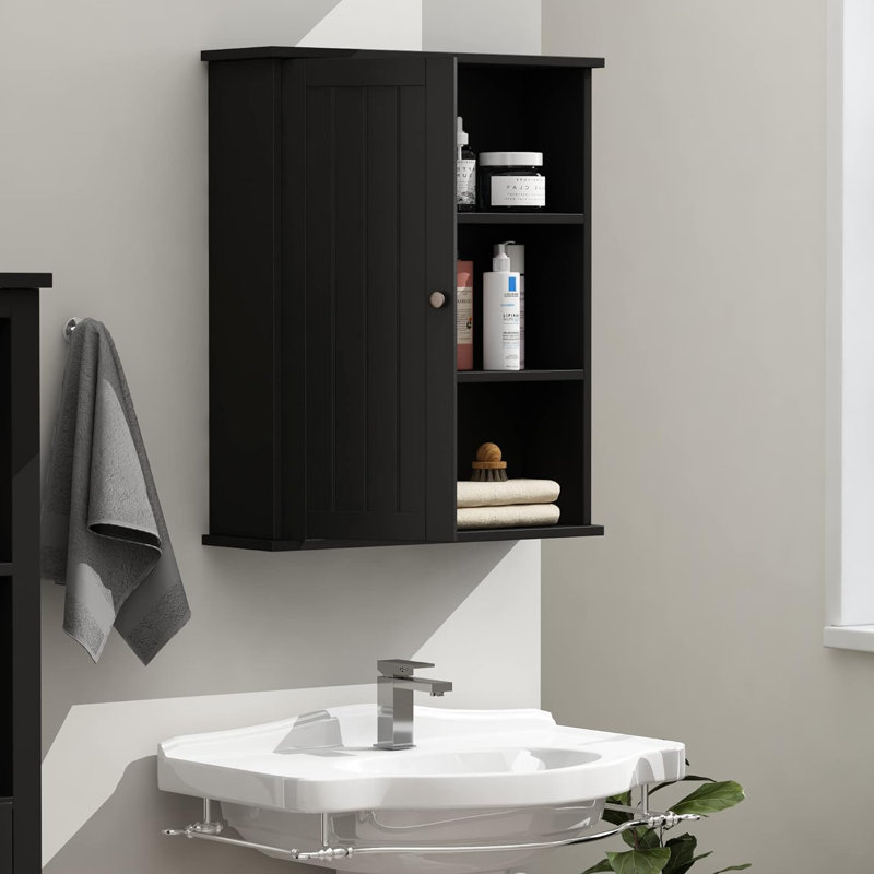 Nathanal Bathroom Wall Cabinet, Matte Black