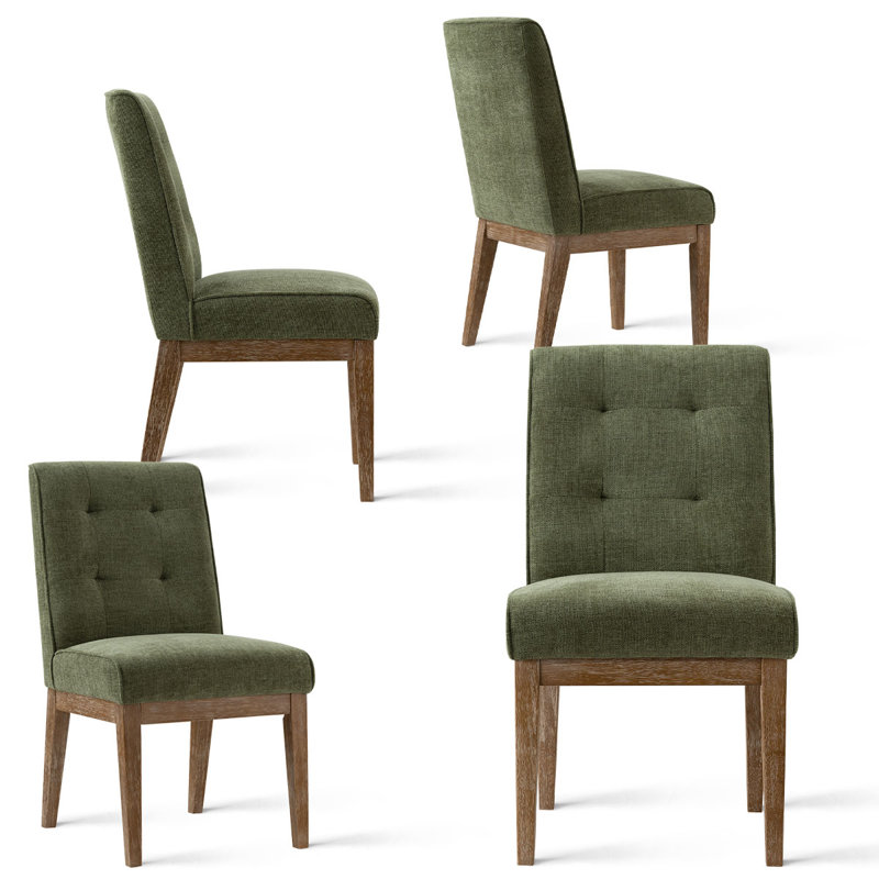 Chaise d'appoint de salle à manger rembourrée en tweed de 19,5 po (ensemble de 4), Vert