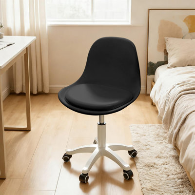 Petite chaise de bureau pivotante sans accoudoirs, réglable en hauteur, avec coussin rembourré pour adultes, rose