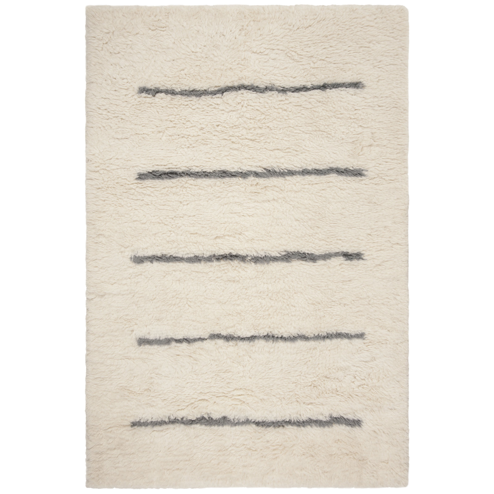 Mayer Handmade Wool Ivory/Gray Rug, Rectangle 4' x 6'