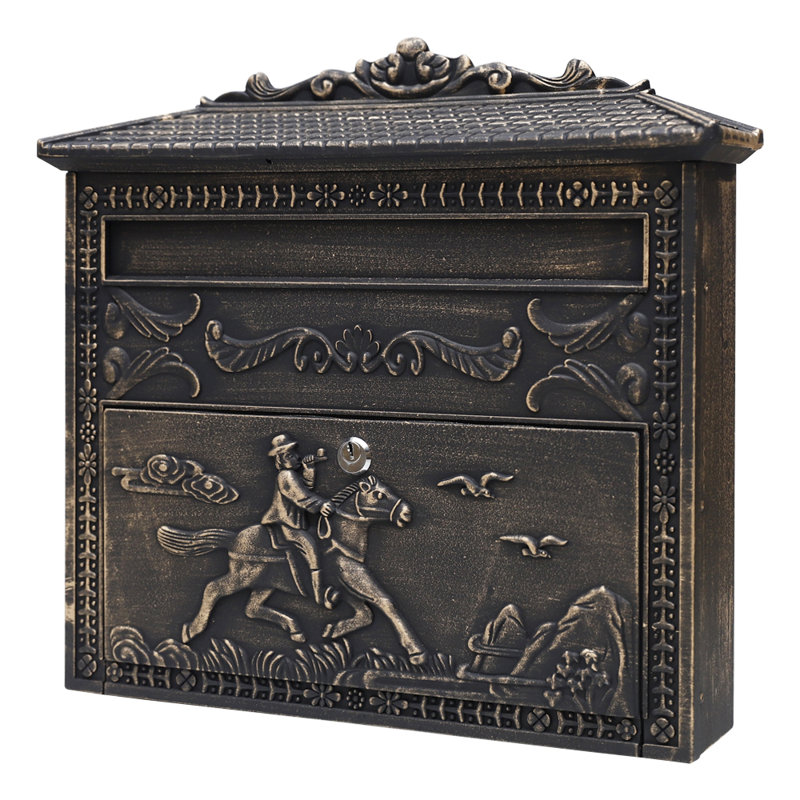 Boîte aux lettres murale en fonte d'aluminium, Bronze rustique