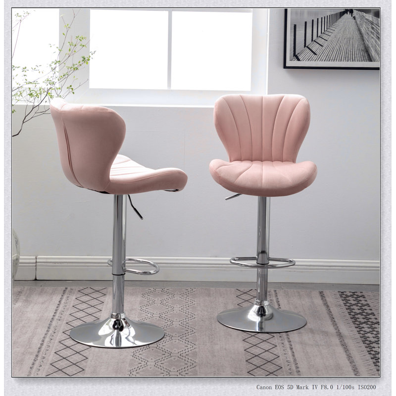 Ensemble de 2 tabourets pivotants réglables Ellston, Rose