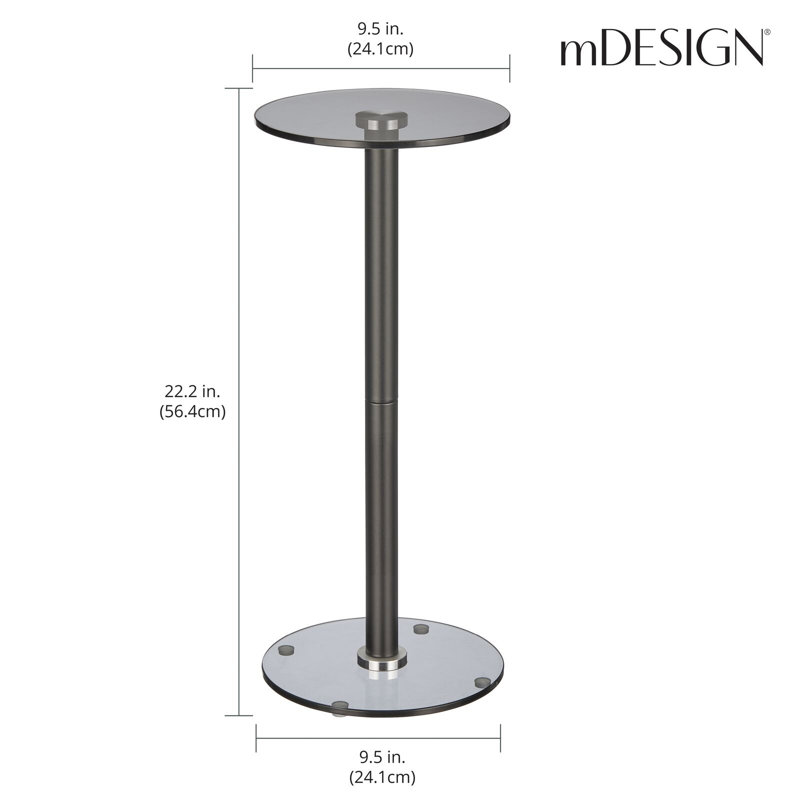 Tall Round Black Metal and Glass Drink Table