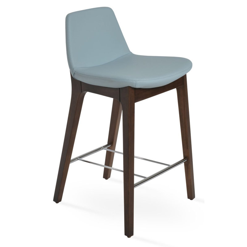 Pera HB Wood Bar & Counter Stool, Bar Stool (29" Seat Height), Sky Blue PPM