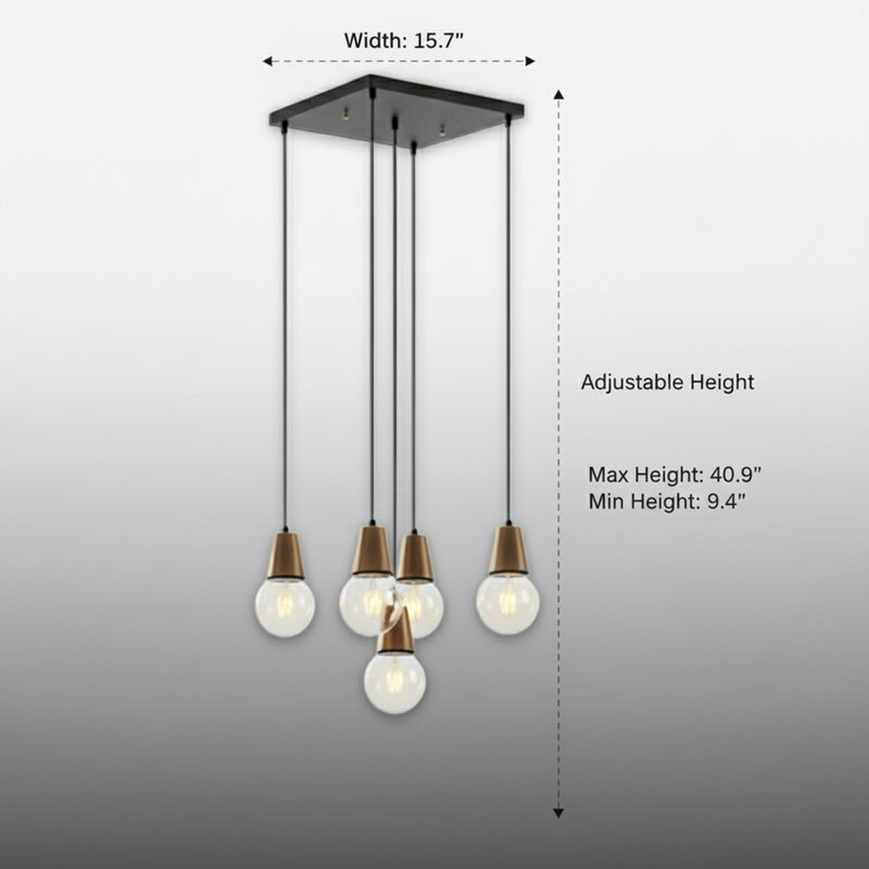 Adjustable Height Modern 5-Light Cluster Pendant