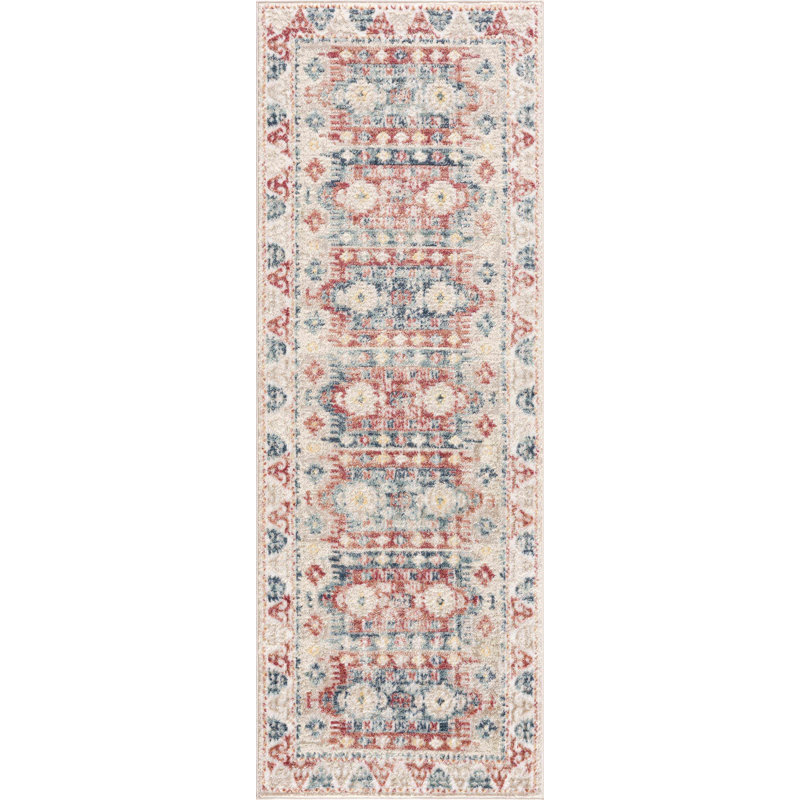 Tapis oriental beige Bindin, Tapis de couloir 2 pi 7 po x 7 pi 3 po