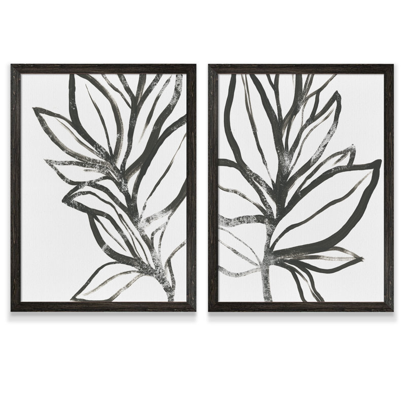 «Leaf Instinct I» par Vincent Van Gogh - ensemble de 2 reproductions d'art encadrées, H 20 po x l 16 po , Toile encadrée