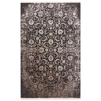Tapis luxueux, 6,6 x 9,5 pi, 100% viscose / acrylique, hauteur des poils de 0,2 po | Tissé à la machine, 2 200 g / m², 1 200 000 points de tissage | Facile à nettoyer avec l'aspirateur et le détachant, parfait pour le décor du salon et de la chambre à coucher