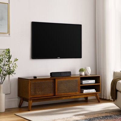 Mid Century Modern Rattan TV Stand For 65 Inch TV, Entertainment Cabinet, Media Console For Living Room Bedroom Media Room, Solid Wood Feet & Rattan C -  Corrigan Studio®, BFAFA5B117314815B4171D4AE476815E