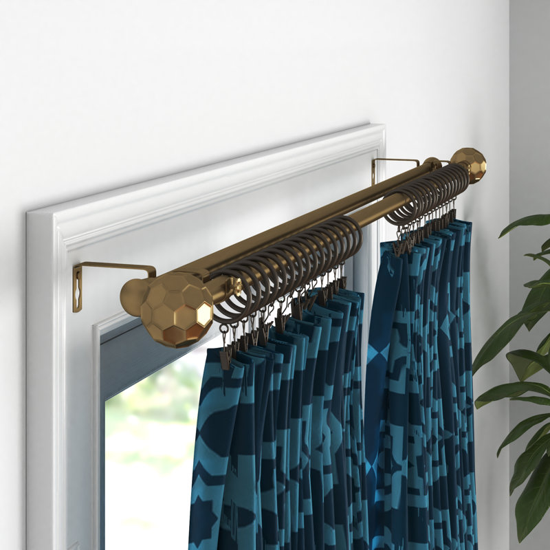 Tringle à rideaux double réglable 0,81 po Campanella, 120” – 170”, Laiton antique