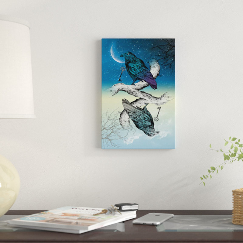 «Raven Night and Day», impression sur toile, H 18 po x l 12 po x P 1,5 po, Toile tendue, Pas de tapis