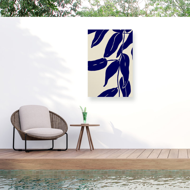 Treechild Blue Leafs Outdoor  Canvas, 30" H x 47" W