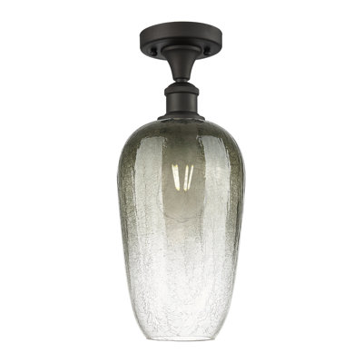 Ballston - Brookhaven Flute - 1 Light 7" Semi-Flush Mount - Oil Rubbed Bronze Finish - Slate Shade