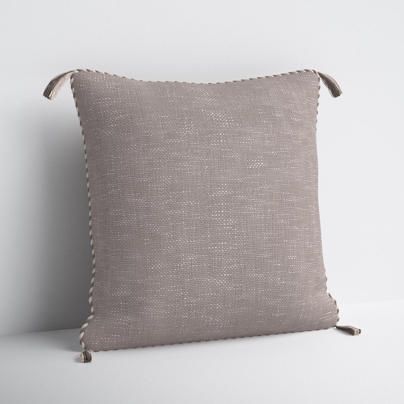 Tenor Tassels Cotton Pillow Cover, 22"H x 22"W, Cream/Black