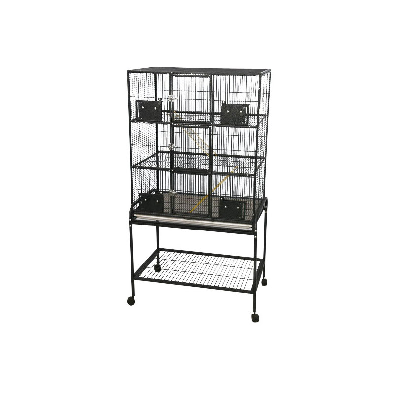 Cage à 3 niveaux avec base amovible Charlesa, Noir