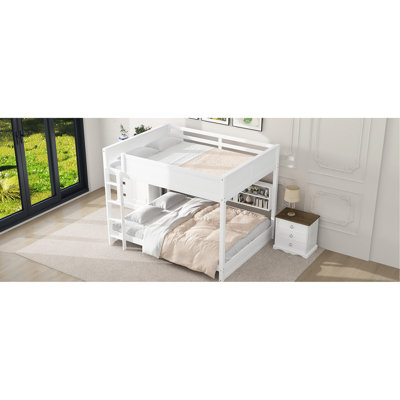 Grand lit superposé au-dessus, blanc - rangement stable et grande capacité de charge