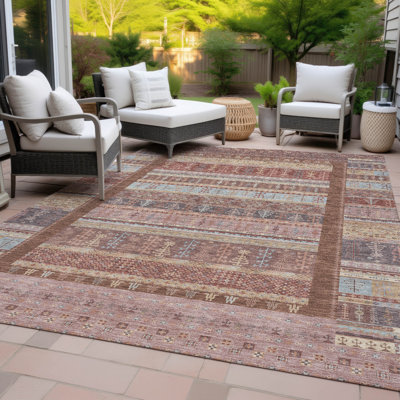 Machine Washable Indoor/Outdoor Meredith ACN2160 Striped Rug