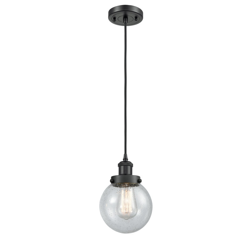 Luminaire suspendu sphère 1 lumière Chippewa, Noir mat, DEL, Grainé