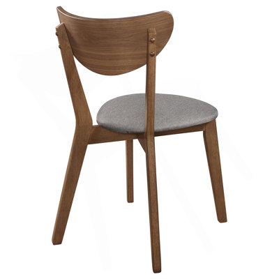 Natural Walnut and Grey Upholestered Dining Chair (Set of 2)