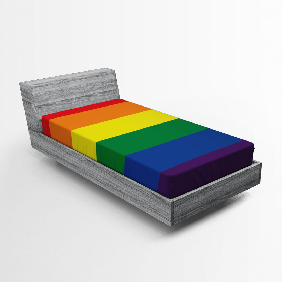 Microfiber Striped Fitted Sheet Ambesonne 