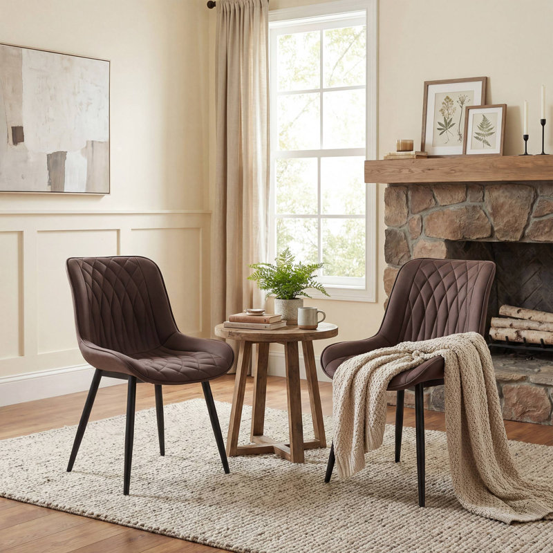 Chaise d'appoint moderne en similicuir avec pieds en métal, Brun