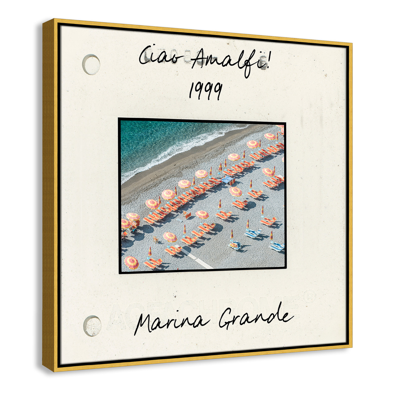 Amalfi, Italy - Marina Grande Print by Danita Dalmont, 31.5" H x 31.5" W x 2" D, Gold Floater Framed Canvas
