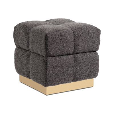 18.4" W Contemporary Storage Stool, Charcoal