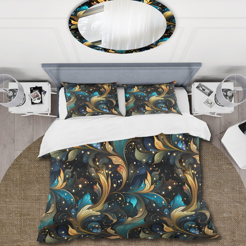 Ensemble de housse de couette Futuristic Fusion Paisley, Housse de couette simple + 1 taie décorative stan