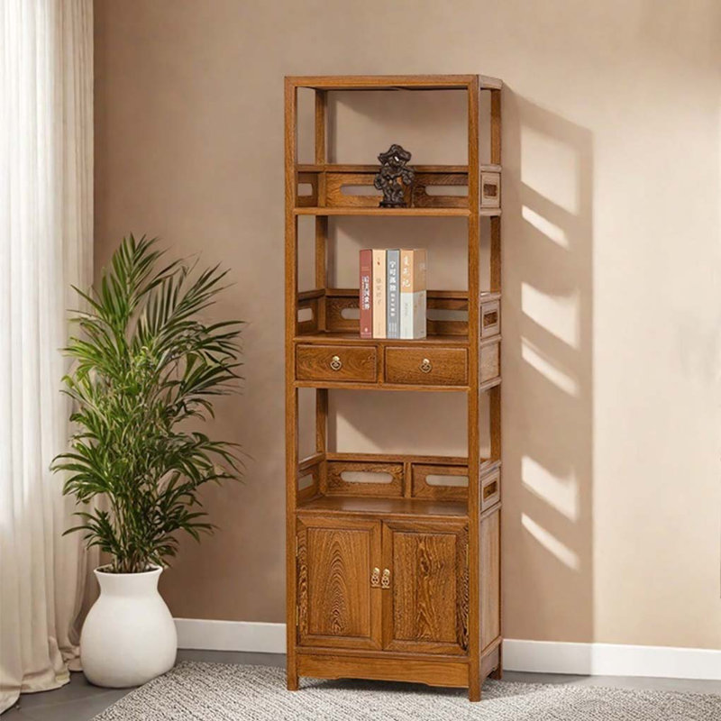 Bibliothèque de rangement en bois massif de style chinois antique
