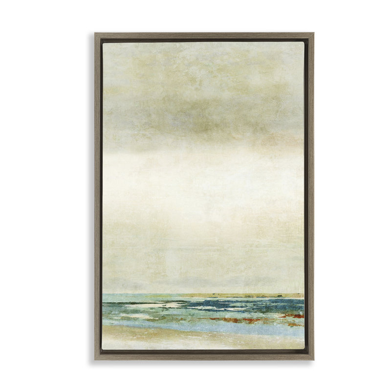 «Neutral Beige Beach» par Suzanne Nicoll, Cadre flottant orme Montalcino, H 31 po x l 21 po x P 1,7 po