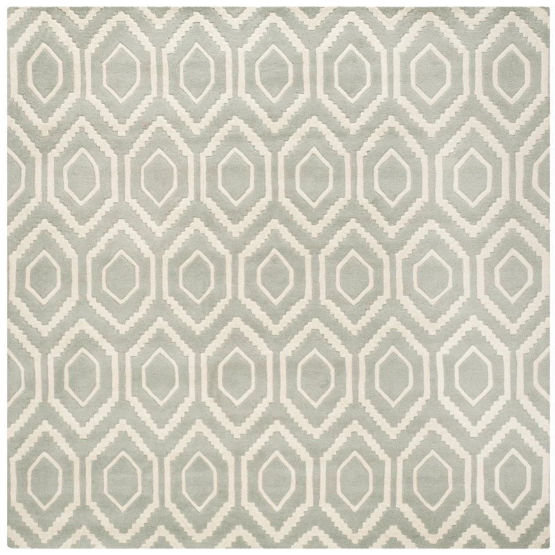 Deedie Hand Tufted Wool Geometric Rug, Square 8'9"