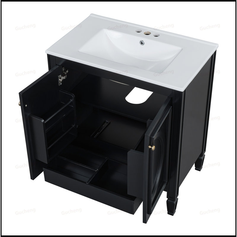 Meuble-lavabo 30 po avec lavabo et tablette, Black