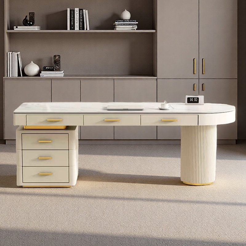 Crème - une simple table d'ordinateur pour la maison, H 29,53 po x l 78,74 po x P 27,56 po