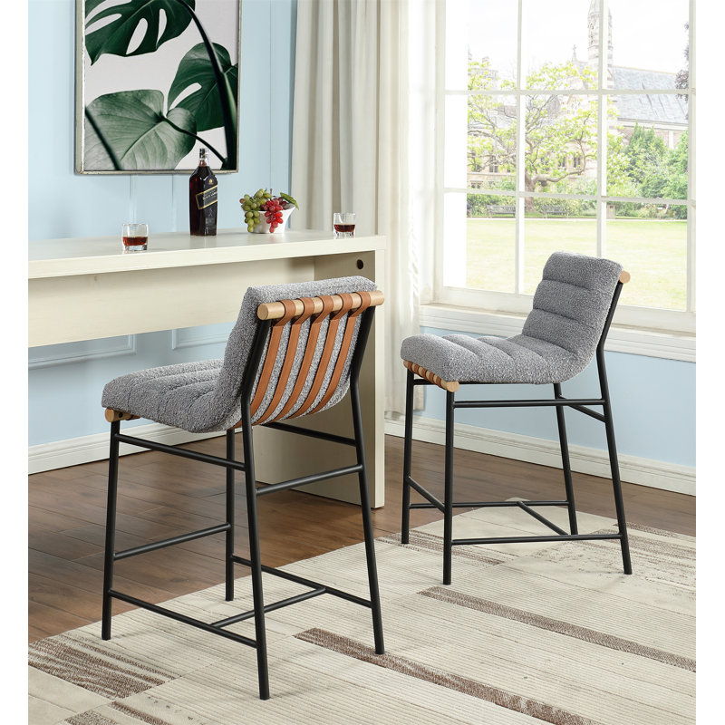 Chaise à hauteur de comptoir avec revêtement, Gris