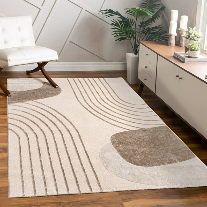 Tuana Abstract Area Rug, Beige, Rectangular 160cm x 230cm