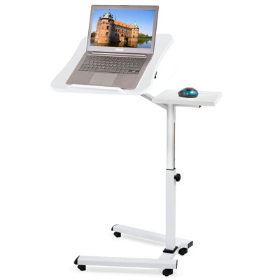 Portable Laptop Desk With Mouse Pad, Rolling Computer Stand With Adjustable Height, Sturdy And Ergonomic, White -  Inbox Zero, 6176B8D866874784A7F4554525CFAB75