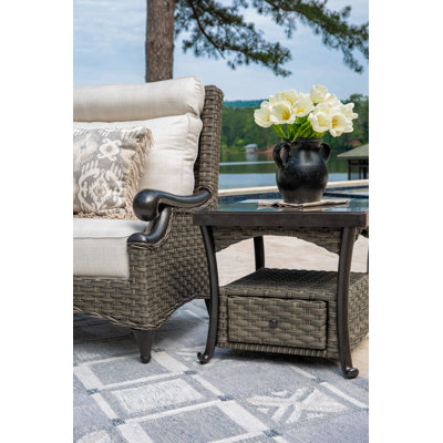 Davenport Outdoor Side Table w/ Bluestone Top