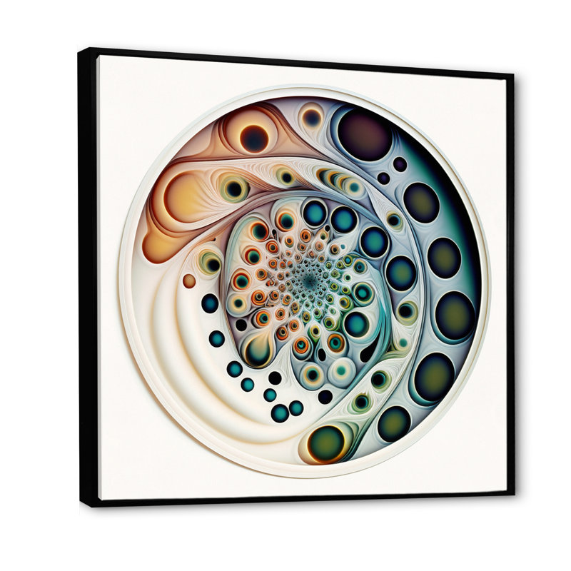 «Soft Coloured Cymatics Mandala I» sur toile, Cadre flottant noir, H 30 po x l 30 po x P 1 po