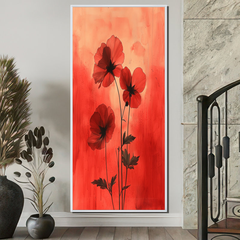 Reproduction d'art sur toile encadrée Tayler, H 60 po x l 28 po, Reproduction avec cadre flottant, Blanc