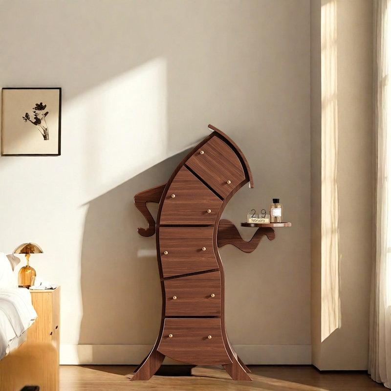 Solid Wood Multi-Drawer Storage Cabinet in Walnut