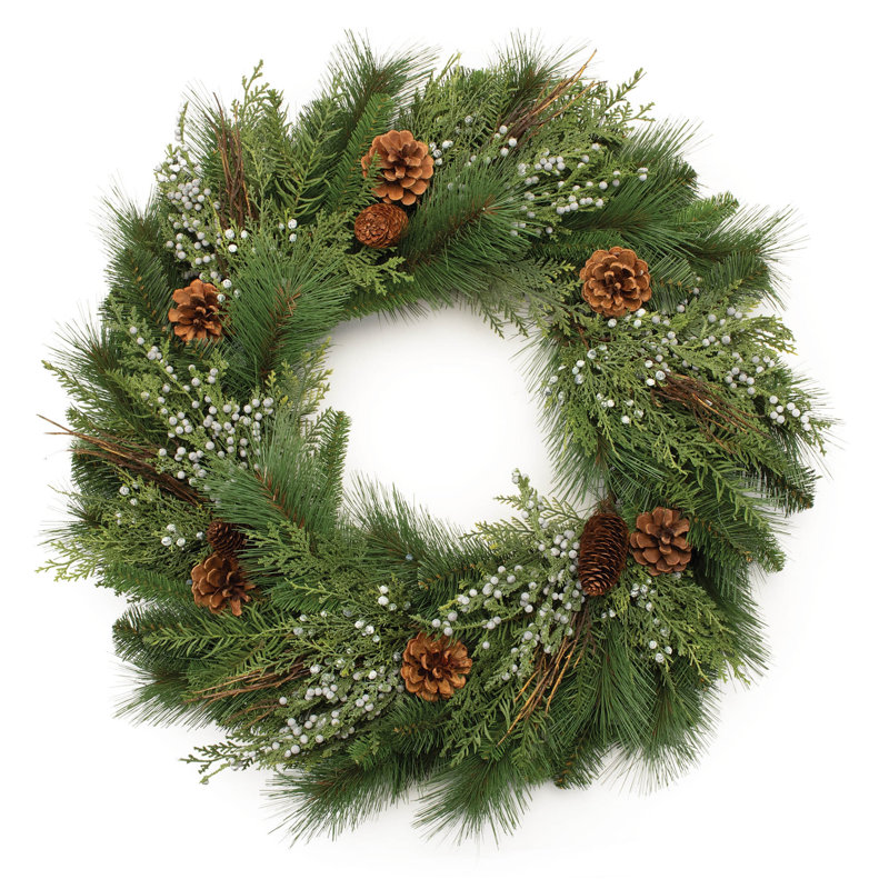 Mixed Pine Juniper and Pincone Wreath 30"D