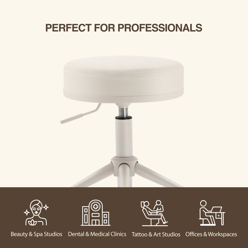 Pneumatic Swivel Rolling Stool Chair 503 KAI, White