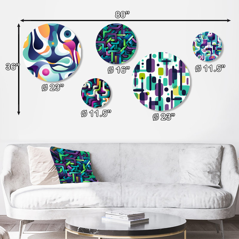 Corenna - ensemble d'art mural moderne géométrique rond de 5