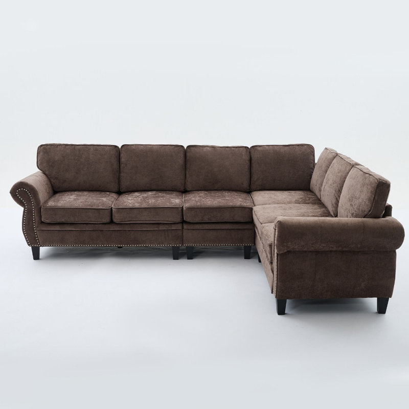 Seylow 109.5" Modular Sectional Sofa, Chocolate
