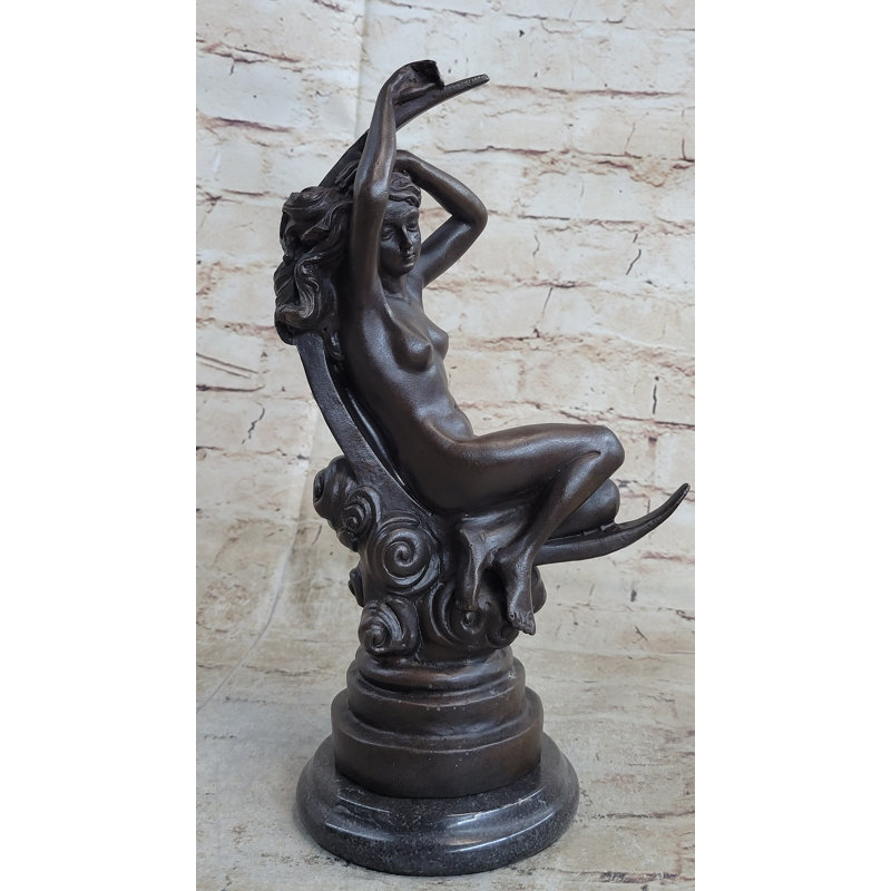 Sensual Bronze Marble Sculpture Nude Female Earth Moon Statue Figure Figurine