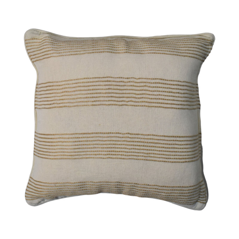 Diedrich Striped Beige Square Throw Cushion