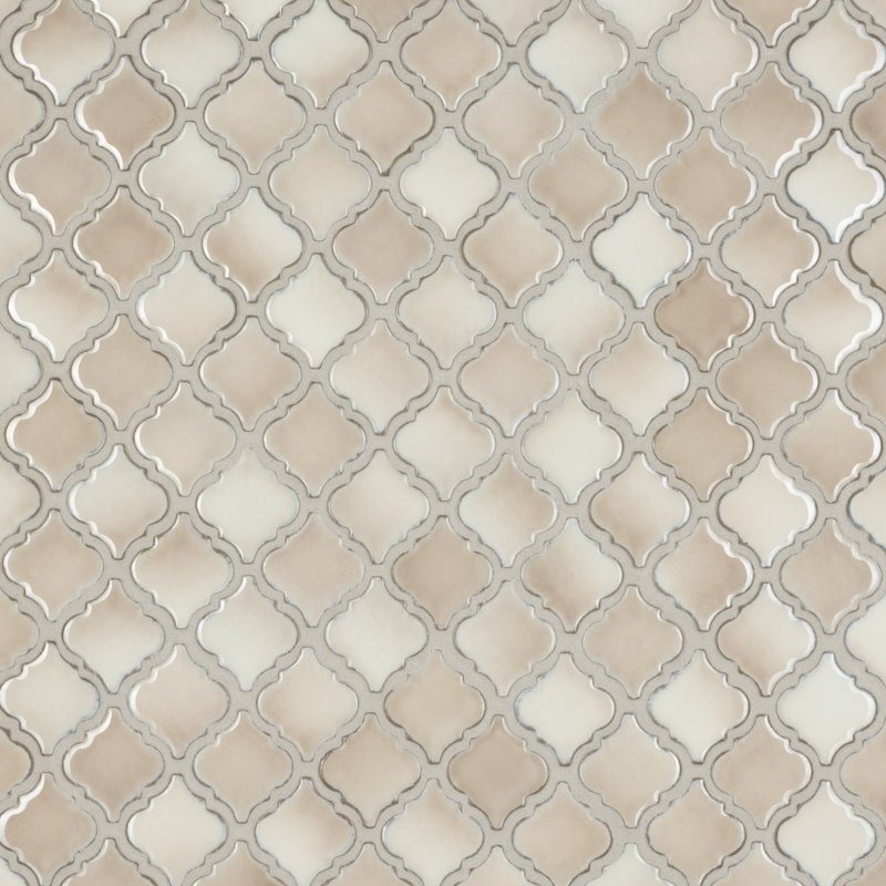 Hudson Tangier 12-3/8 " x 12-3/8 " Porcelain Arabesque Mosaic Wall & Floor Tile, Truffle