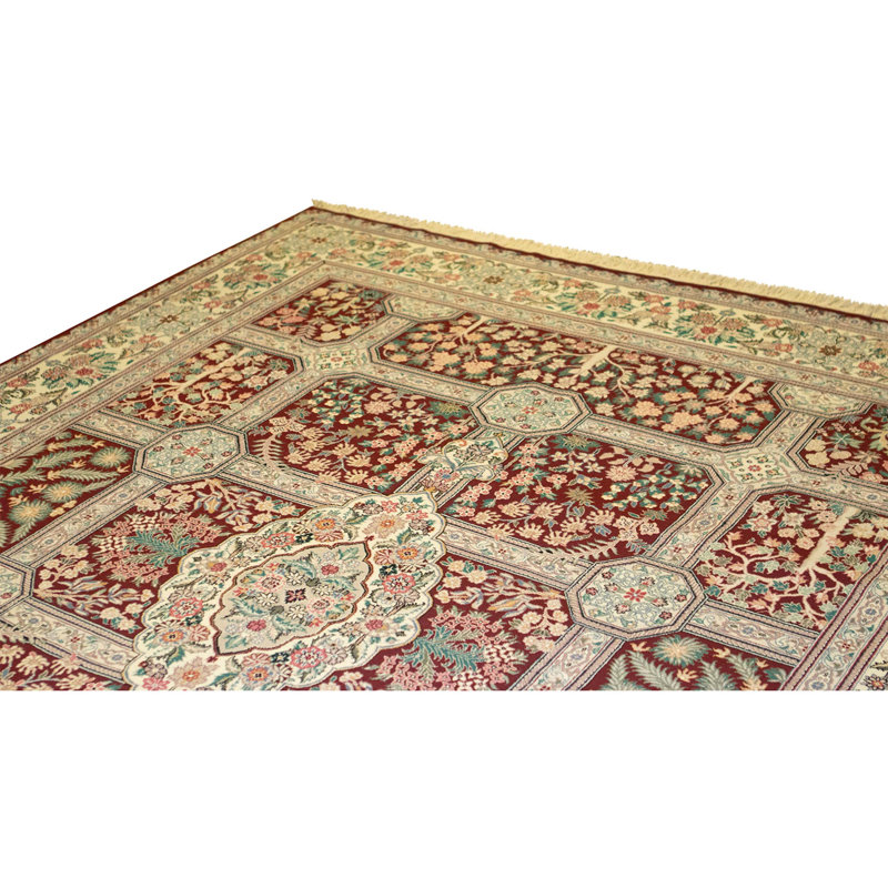 Hand Knotted Wool Oriental Area Rug in Plum And Ivory